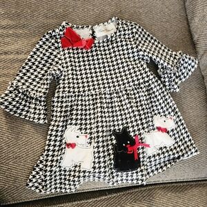 Rare Editions Dress with Red Bow and Dog Appliques 3t